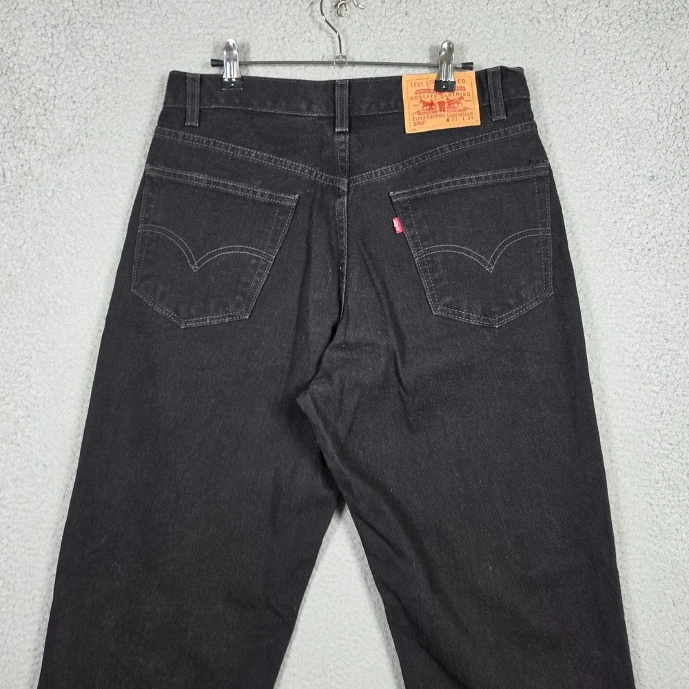 Levis Jeans Womens Size 33x34 Black Dark Wash Vintage 550 Relaxed Straight Y2K